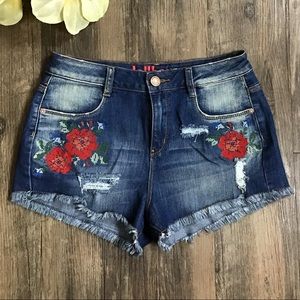 Rose denim shorts